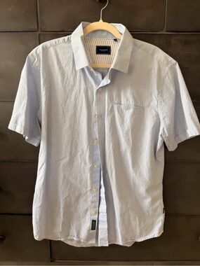 7 Diamonds Light Blue Stripes Short-Sleeve Button-Down Shirt Large